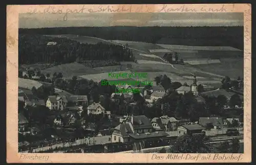 143394 AK Flinsberg Mitteldorf mit Bahnhof 1920