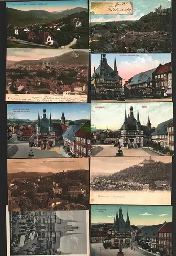 142986 10 AK Wernigerode Rathaus Schloss Gotisches Haus Lindenberg Harburg Harz