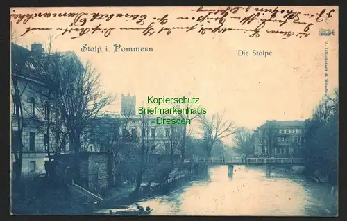 143078 AK Stolp in Pommern Die Stolpe 1899 Brücke Holzkathen