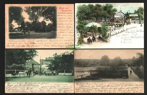 143048 4 AK Berlin Litho Restaurant Hundekehle Grunewald 1898 verschiedene Eing