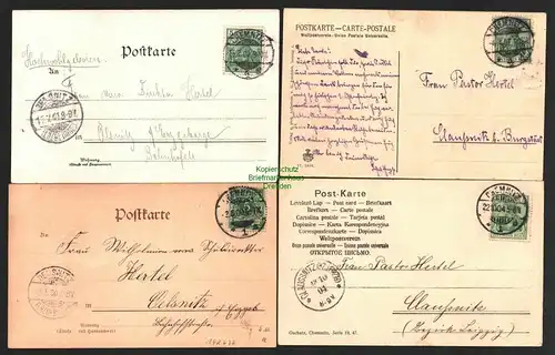 142677 4 AK Chemnitz Hauptbahnhof 1907 Hauptmarkt Jacobikirche Saxoniabrunnen