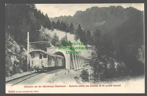 142044 AK Montreux Berner Oberland Bahn um 1910 Galerie entre les Avants et gran