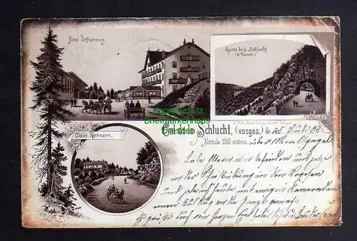 131680 AK Col de la Schlucht Vogesen Litho Vorläufer 1893 Hotel Defranoux Tunnel