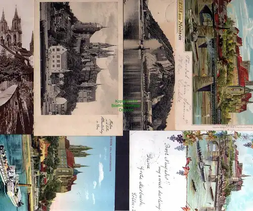 131381 6 AK Meißen Albrechtsburg Litho 1897 Posel Dampfer 1911 Rote Stufen