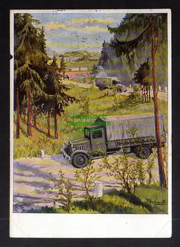 130514 AK Kraftwagen der Reichspost im Dienste d Güterbeförderung Künstlerkarte