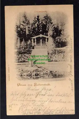 128848 AK Ballenstedt 1902 Schlosspark