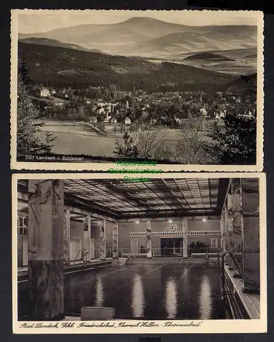 124386 2 AK Bad Landeck Schlesien Friedrichsbad Thermal Hallen Schwimmbad 1942