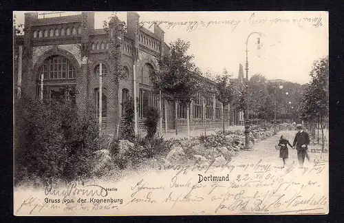 106217 AK Dortmund 1901 Gruss von der Kronenburg Halle