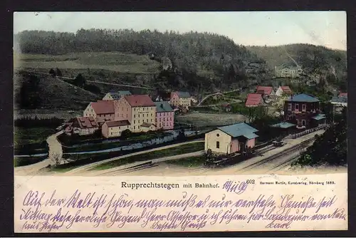 106254 AK Rupprechtstegen mit Bahnhof 1899 Hartenstein Mittelfranken