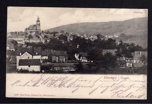 105878 AK Schneeberg Erzgbirge Panorama mit Gleesberg 1905