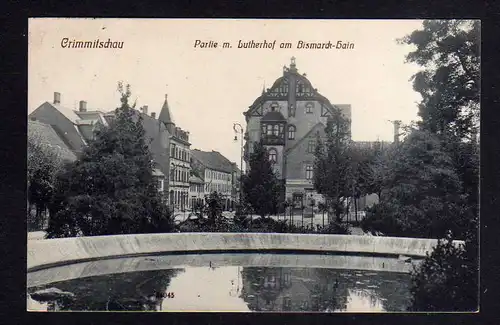 105881 AK Crimmitschau 1911 partie m. Lutherhof am Bismarck Hain