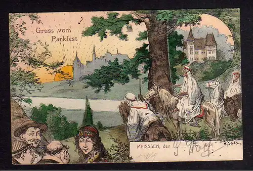 105946 AK Meissen Meißen 1904 Künstlerkarte Gruss vom Parkfest