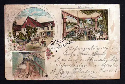 106225 AK Hankensbüttel um 1900 Litho Gasthaus von A. Menzhausen Kegelbahn Entre