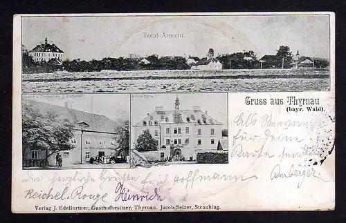 106268 AK Thyrnau bayr. Wald 1904 Gasthof Metzgerei Edelfurtner Schloss