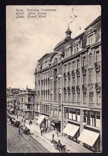 104010 AK Lodz Lodsch Litzmannstadt Grand Hotel 1915 Zensur Posen