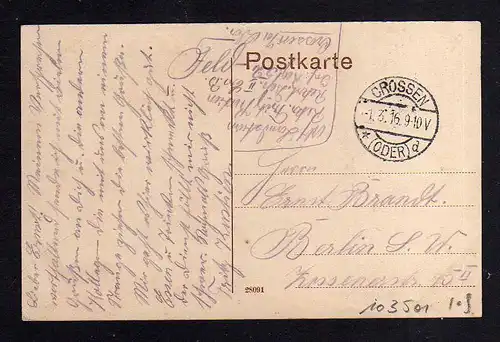 103501 AK Krosno Odrzanskie Crossen an der Oder 1916 Feldpost Brücke Bergseite