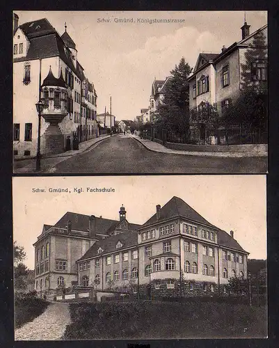 102039 2 AK Schwäbisch Gmünd 1915 Königsturmstrasse Königl. Fachschule