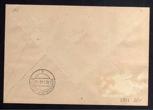 h2933 Handstempel Bezirk 29 Biere Schönebeck Brief 10.7.48 Einschreiben