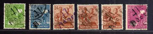 h3053 Handstempel Bezirk 41 Adorf 6 Werte gestempelt gepr. BPP 1x violett