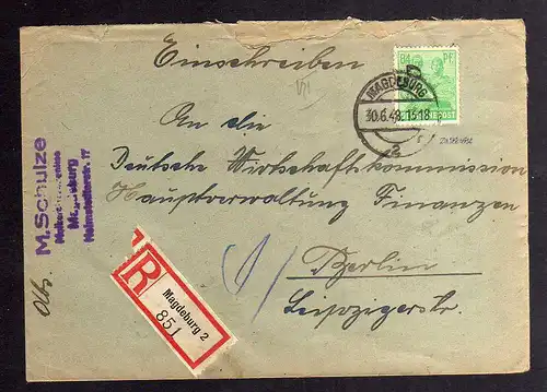 h2881 Handstempel Bezirk 20 Magdeburg 2 gepr. BPP Einschreiben 84 Pfg. 181 Schul