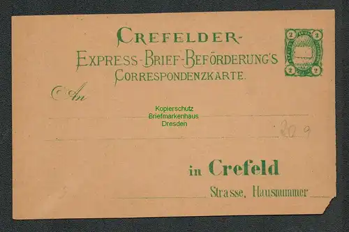 B6411 Ganzsache Crefelder Express Brief Beförderungs Crefeld  Privatpost