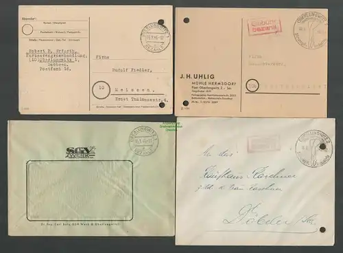 B6242 4x Brief Karte SBZ Gebühr bezahlt 1945 Oberlungwitz Mühle Hermsdorf SGV We