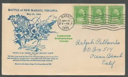 B5957 Brief USA 1933 Battle of New Market Virginia 1864