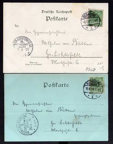 99758 2 AK Bernburg 1898 Mondscheinkarte Schloß Litho Wolfgang Denkmal Kreishaus