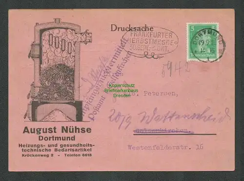 B-5406 Dortmund 1928 Reklame August Nühse Heizungs- … Boiler Kessel