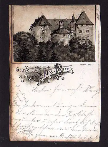 98728 AK Litho Schloss Burgk 1899