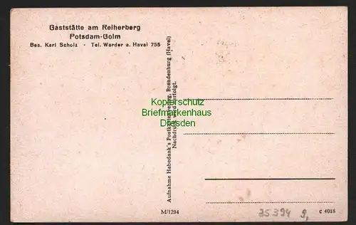 35394 AK Potsdam Golm Gaststätte am Reiherberg um 1950