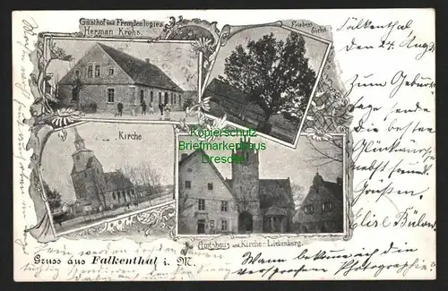 146318 AK Falkenthal Löwenberger Land 1899 Gasthof Kirche Amtshaus Liebenberg
