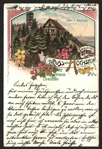 143393 AK Litho Gruss vom Hochstein Isergebrige 1899 Verlag Ewald Hirschberg Sch