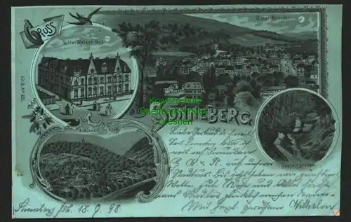 142451 AK Sonneberg 1898 Hotel Kaiser Hof Schlossberg Teufelsgraben