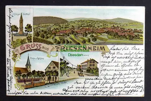 126508 AK Friesenheim Baden 1900 Litho Krieger Denkmal Kirche Rathaus Postamt