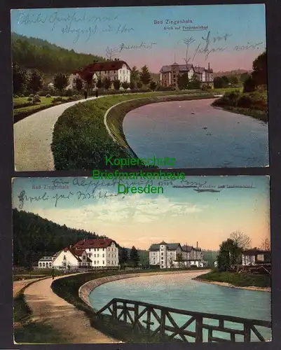 121126 2 AK Bad Ziegenhals Blick auf Ferdinandsbad 1914 Paradies Villa Josefine