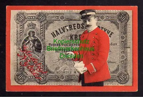 120776 AK Dänemark Kopenhagen 1910 Geldscheinkarte 50 Kronen Briefträger Neujahr