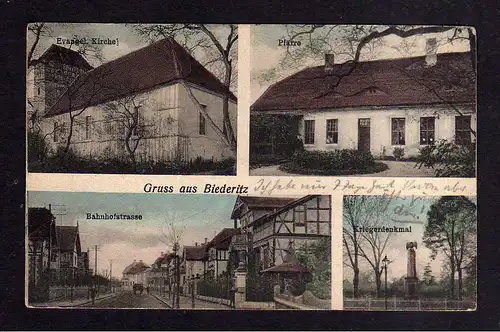115638 AK Biederitz 1912 Kirche Pfarre Bahnhofstrasse Kriegerdenkmal