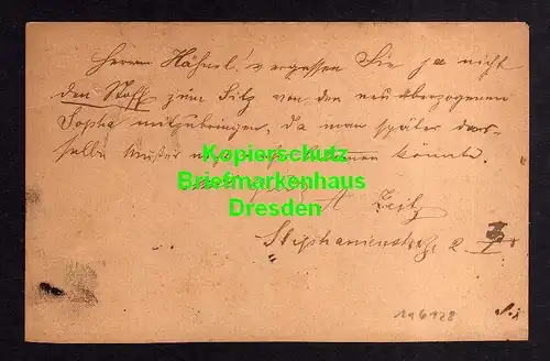 116128 Privatpost Hansa Dresden 1889 Ganzsache Mitteilungs Karte an Tapezierer M