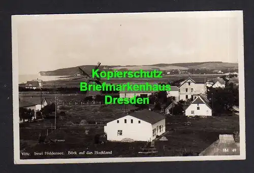 115962 AK Vitte Insel Hiddensee Blick auf das Hochland mit Windmöhle Mole Bäcker