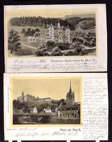 112569 2 AK Gera 1902 Schloss Osterstein Sanatorium Ernsee`erberg