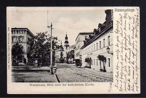 109500 AK Warmbrunn Riesengebirge 1904 Hotel Katholische Kirche