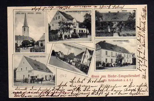 108488 AK Nieder Langseifersdorf Kr. Reichenbach a. d. E. 1903 Kirche Schule Apo