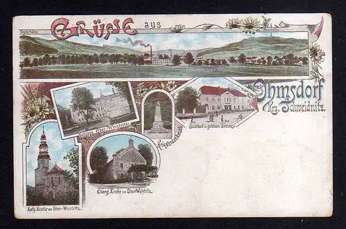 108722 AK Ohmsdorf Krs. Schweidnitz Litho um 1900 gasthof z. goldnen Sonne Ober