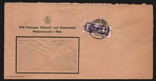 B11910 DDR ZKD 12 9004 Brief Waltershausen 1957 Schlauch- Gummiwerk nach Berlin