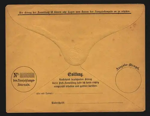 B11900 Sachsen Postanweisung Umschlag Brief ungebraucht um 1865