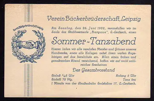 80787 AK Leipzig Leutzsch Verein Bäckerbrüderschaft 1932 Sommer Tanzabend