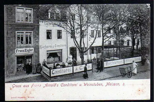 79952 AK Meißen Arnolds Bäckerei & Conditorei Weinstube um 1905