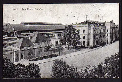 63418 AK Gera Preussischer Bahnhof 1921 Bahnpost Leipzig - Saalfeld