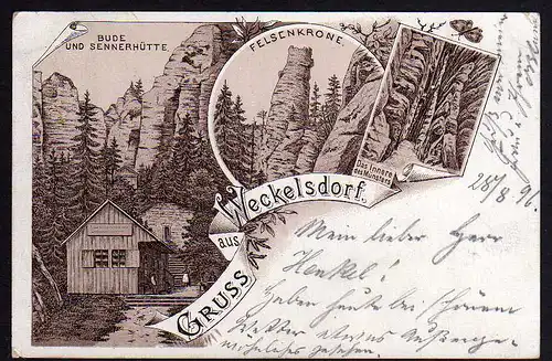 63107 AK Weckelsdorf 1896 Litho Bude Sennerhütte Teplice nad Metuji